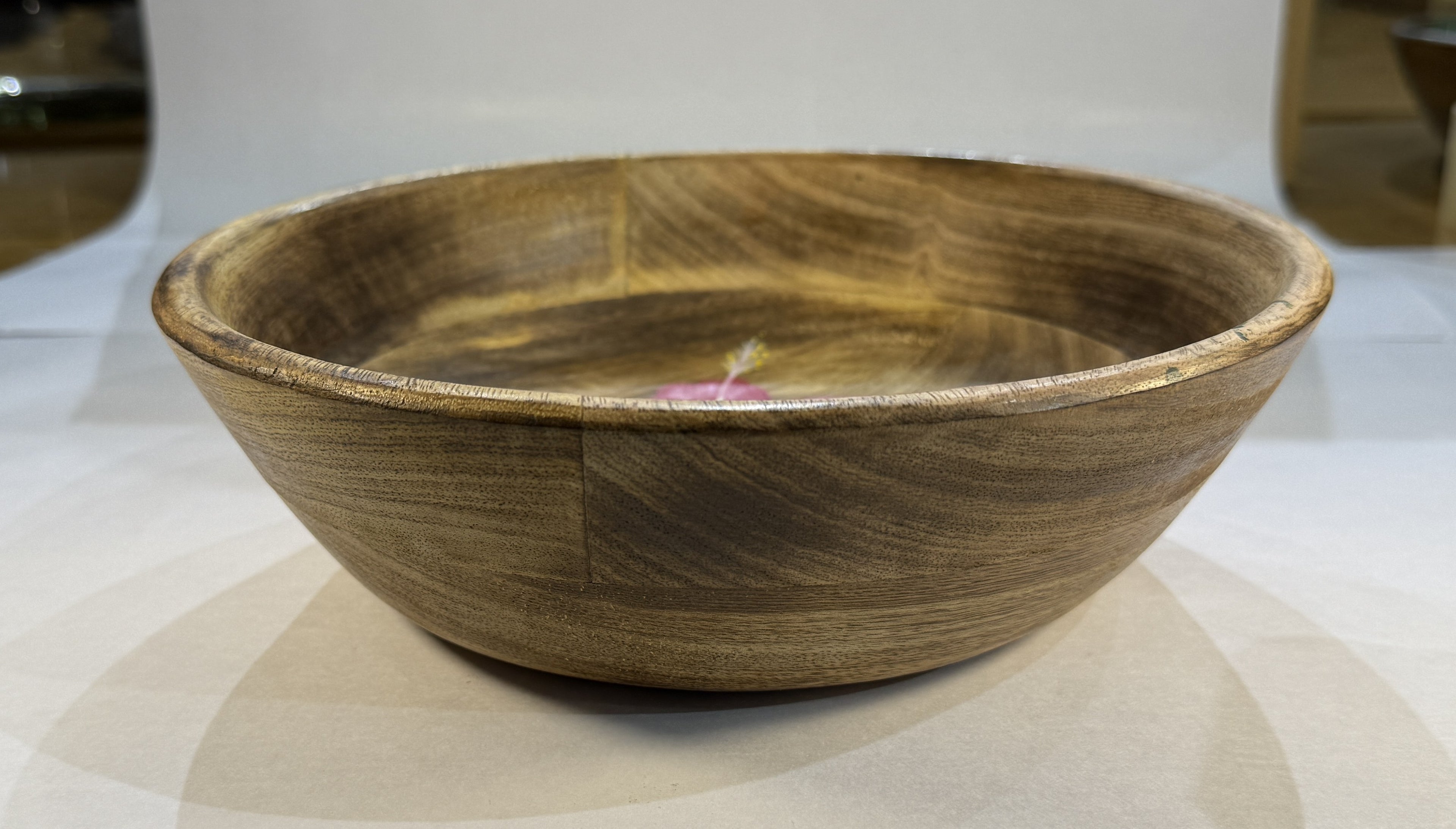 Premium Handcrafted Wooden Bowl with Hand-Painted Hibiscus Flower – Decorative & Functional
