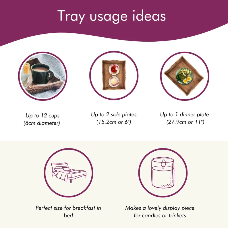 Hand Carved Mango Wood Tray – Rustic Ottoman & Coffee Table Decor by Arjun Handicrafts