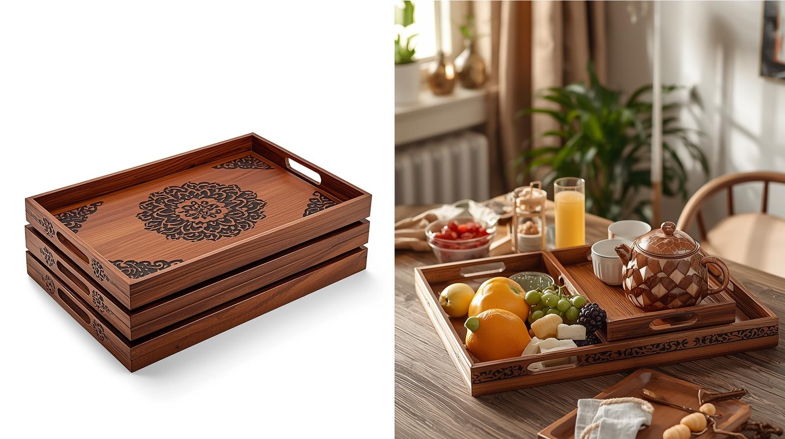 Carved Wooden Serving Trays – Handcrafted Elegance for Every Occasion