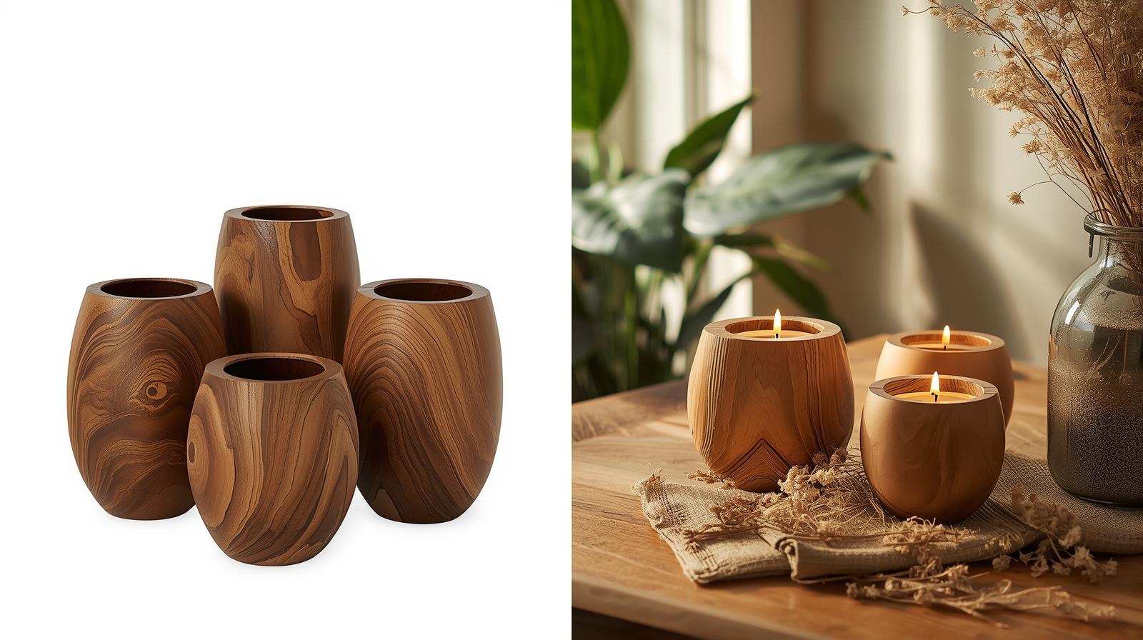 Handcrafted Wooden Candle Holders – Rustic Elegance for Every Space