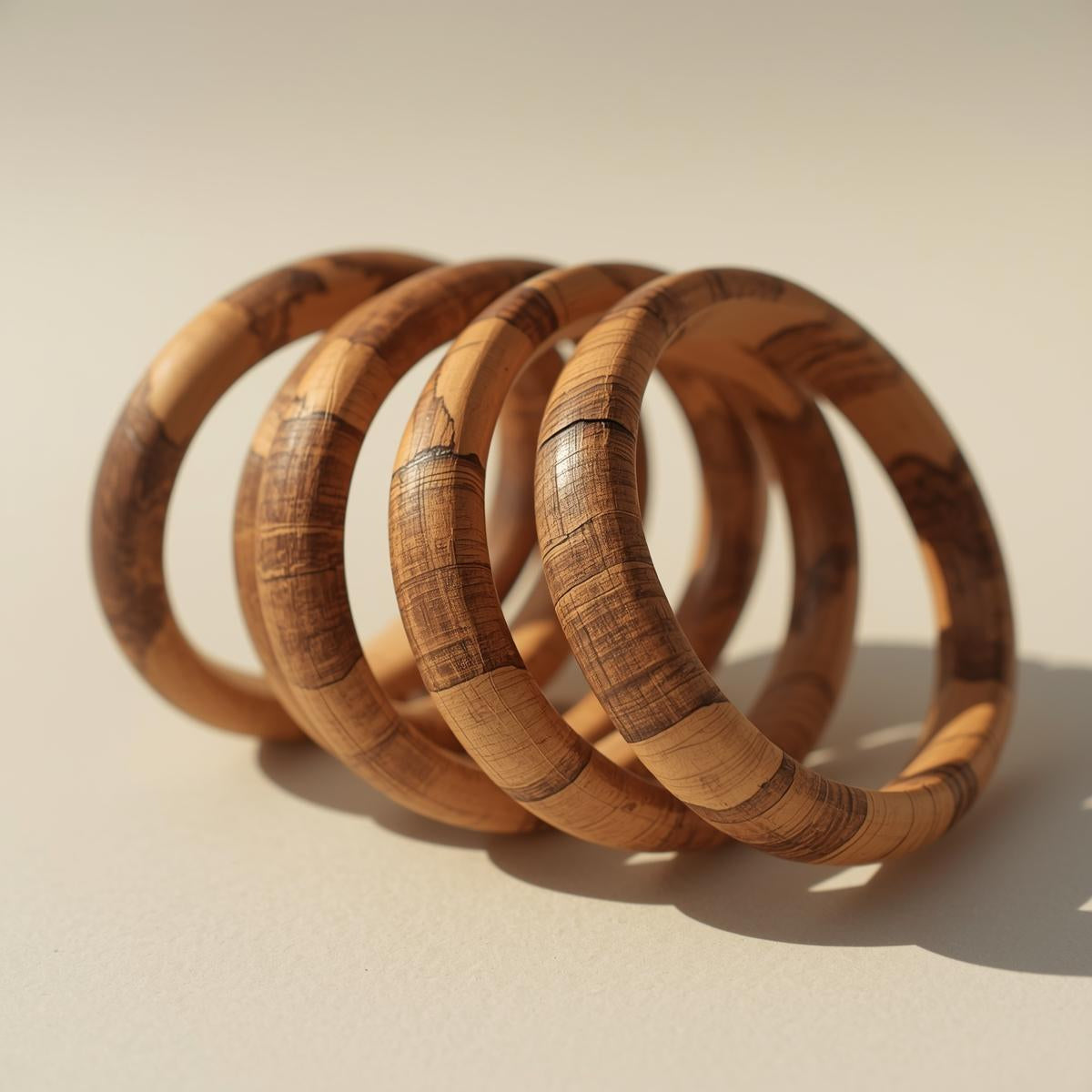 Handcrafted Wooden Bangles – Set of 3