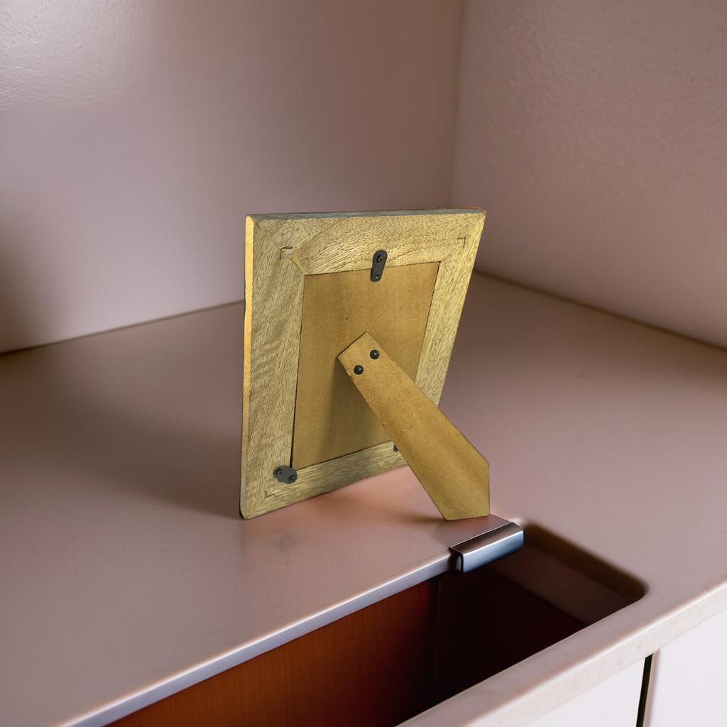 Handcrafted Wooden Photo Frame – Floral Inlay Design (22×16×2 cm)