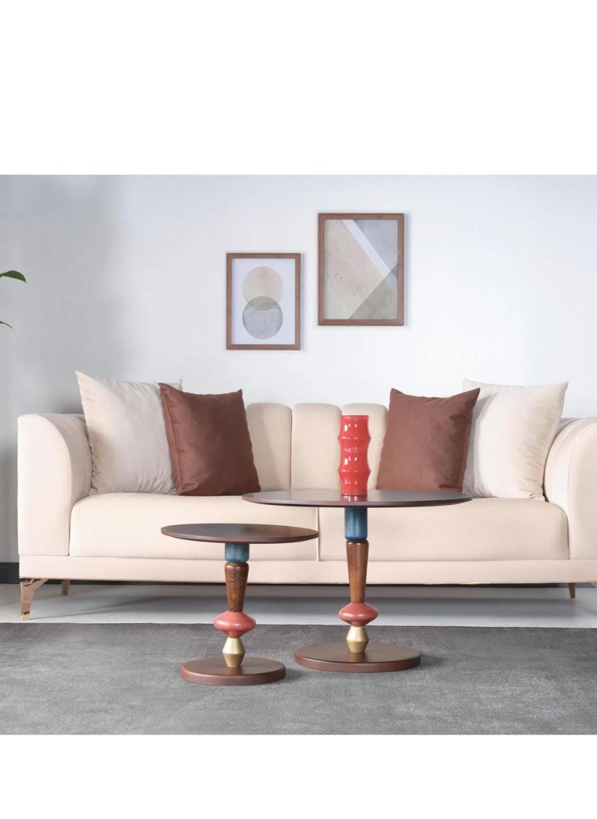 Natural Walnut Coffee Table Set | Scandinavian Modern Living Room Furniture