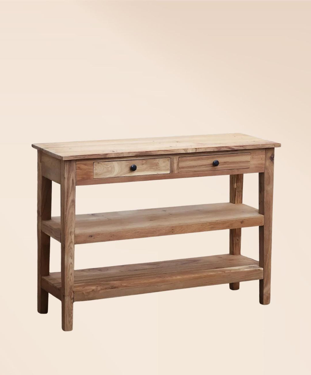 Reclaimed Teak Console Table with Drawers Shelves Handmade Solid Wood Entryway Table Rustic Sustainable