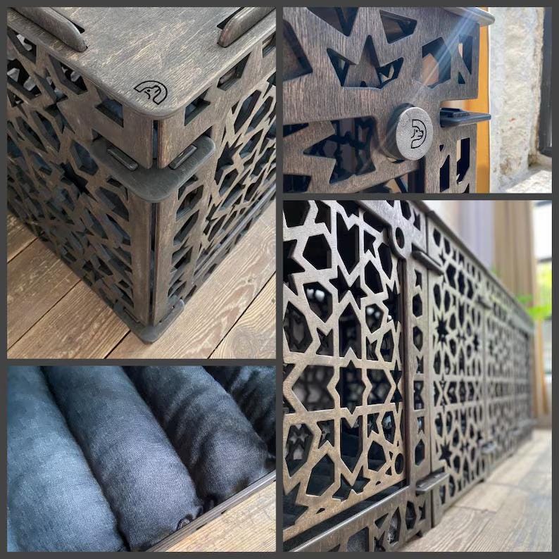 Handmade Double Dog Crate: Large Breed Indoor Kennel with Oriental Star Pattern