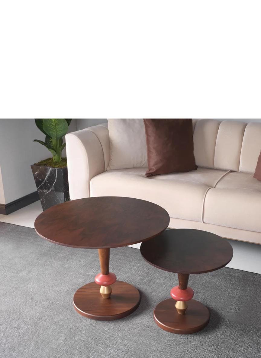 Natural Walnut Coffee Table Set | Scandinavian Modern Living Room Furniture