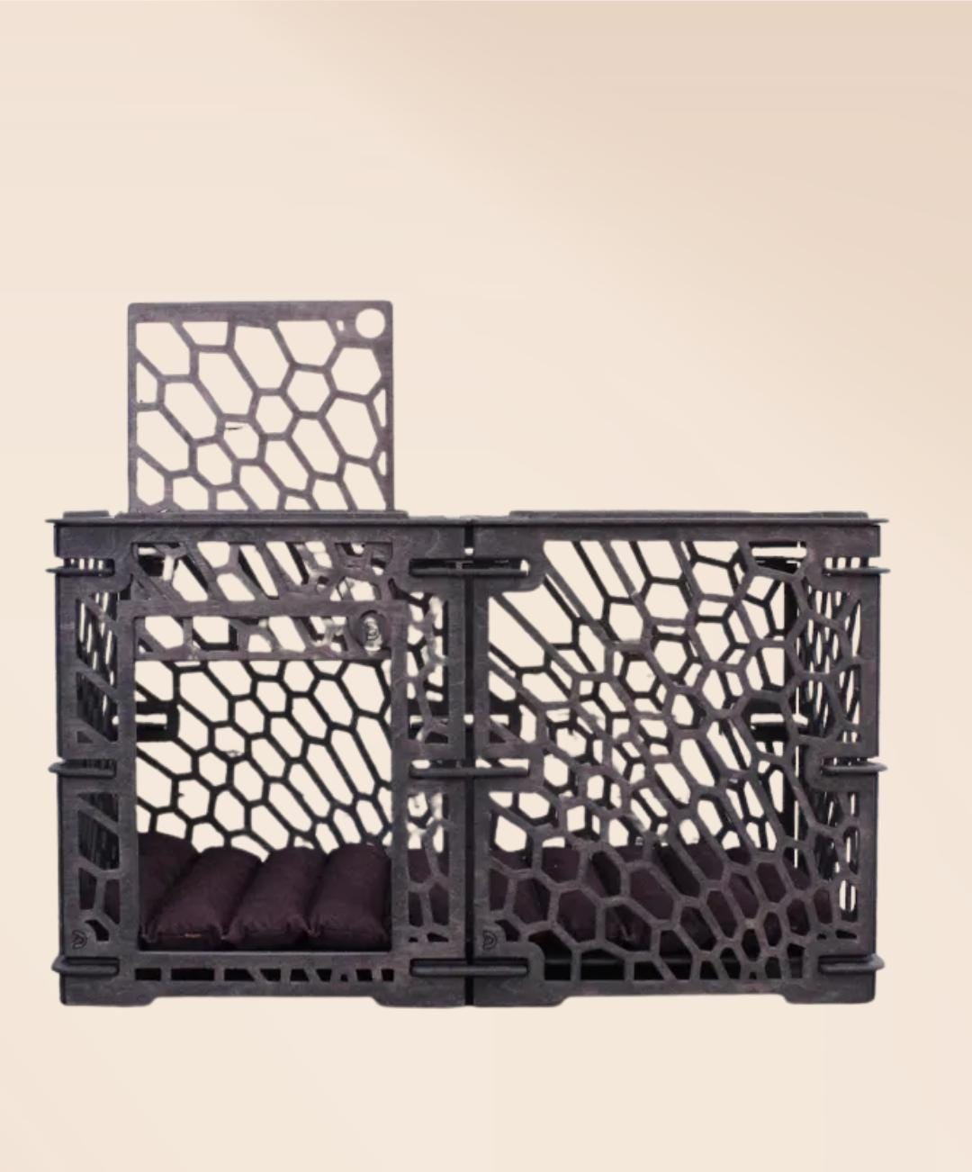 Large Wooden Indoor Dog Kennel | Handmade Dog Crate Furniture | Honeycomb Mesh Pattern | Modern