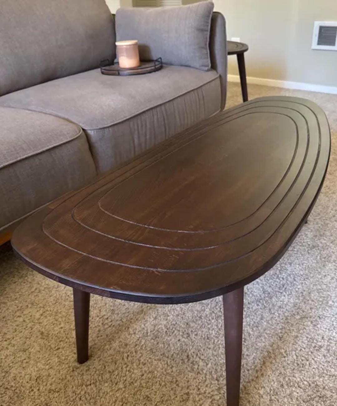 Handmade Oval Beech Wood Coffee Table Set | Mid-Century Rustic Furniture