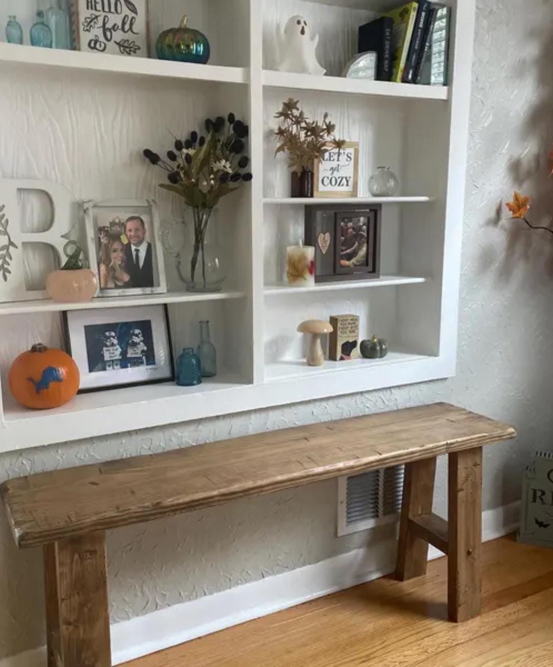 Handmade Rustic Solid Wood Bench | Farmhouse Entryway Seating