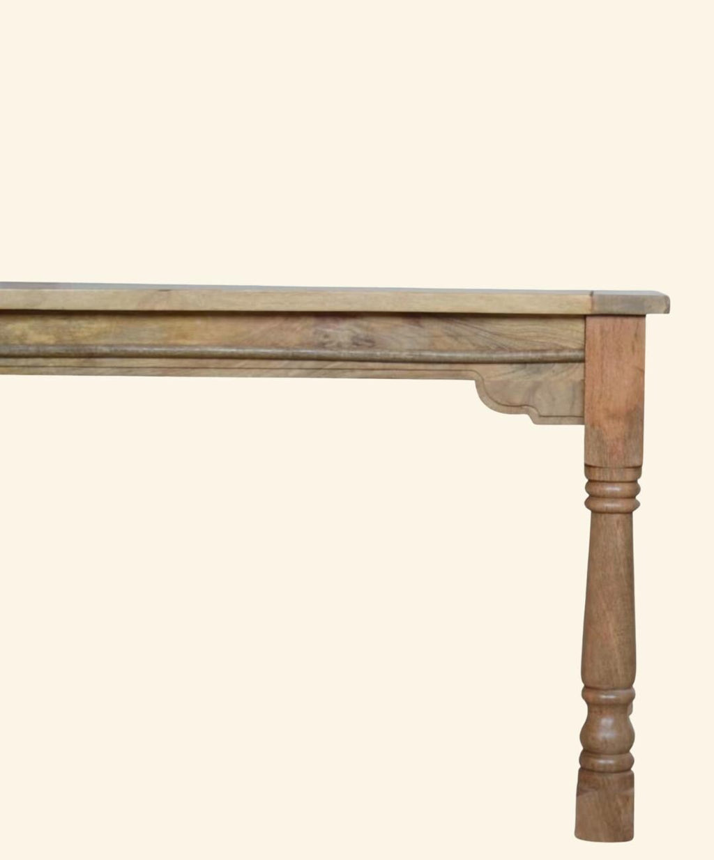 Handcrafted Solid Mango Wood Dining Table | Rustic Farmhouse Oak Style