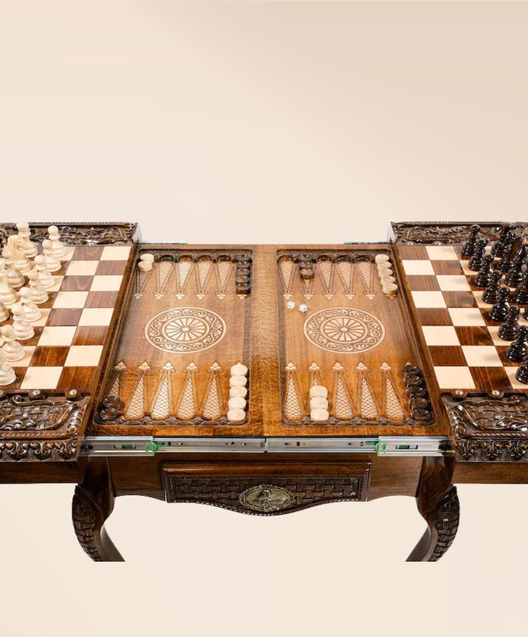 Handmade Wooden Chess Table – Luxury Beech Wood | Exclusive Design | Personalized Engraving | 25-Year Warranty