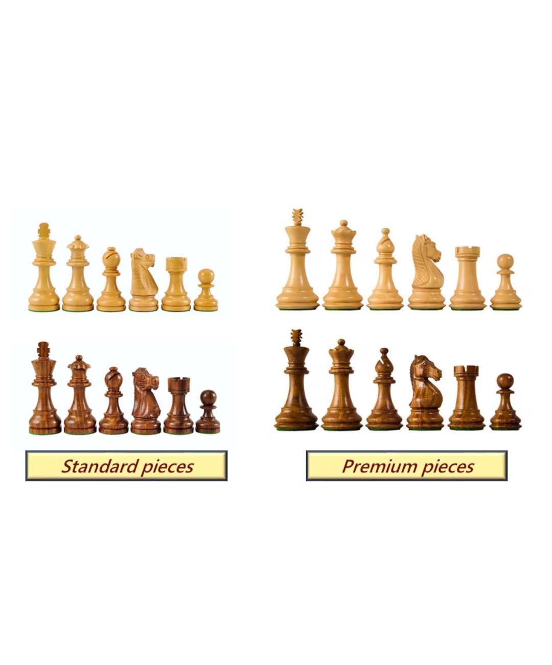 Handmade Walnut & Maple Tournament Chess Board with Calligraphy Border | Luxury Wooden Heirloom Chess Set