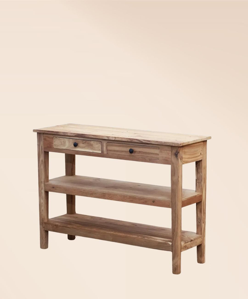 Reclaimed Teak Console Table with Drawers Shelves Handmade Solid Wood Entryway Table Rustic Sustainable