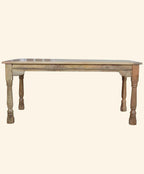 Handcrafted Solid Mango Wood Dining Table | Rustic Farmhouse Oak Style