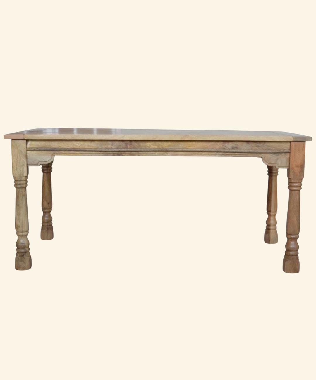 Handcrafted Solid Mango Wood Dining Table | Rustic Farmhouse Oak Style