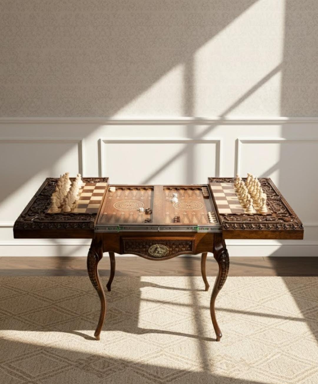 Handmade Wooden Chess Table – Luxury Beech Wood | Exclusive Design | Personalized Engraving | 25-Year Warranty