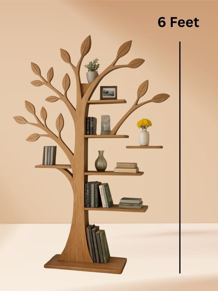 Handcrafted Wooden Tree Bookshelf | Unique Tree-Shaped Bookcase | Modern Eco-Friendly Decor