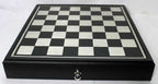 Handmade Metal Chess Set with Storage Drawer, Gift Game Room Decor