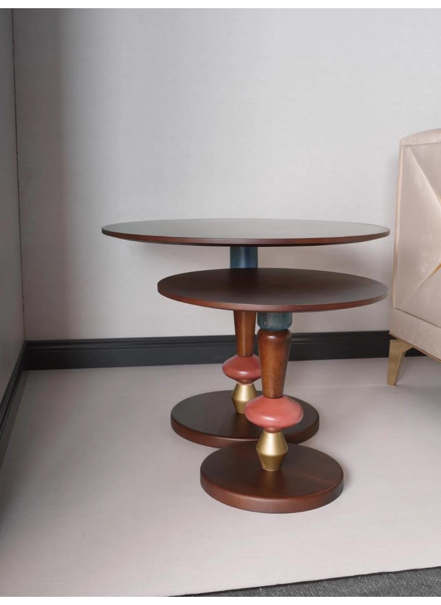 Natural Walnut Coffee Table Set | Scandinavian Modern Living Room Furniture