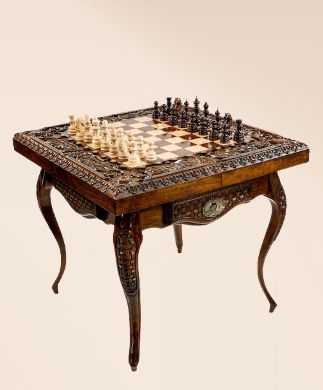 Handmade Wooden Chess Table – Luxury Beech Wood | Exclusive Design | Personalized Engraving | 25-Year Warranty