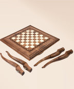 Handcrafted Beech Wood Chess Table – Luxury Ornamental Chess Set with Storage Drawers