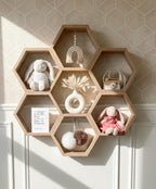 Handcrafted Mango Wood Honeycomb Shelf | Geometric Wall Decor