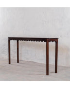 Handcrafted Reclaimed Wood Console Table – Rustic Brown Scalloped Entryway Table