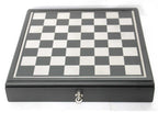 Handmade Metal Chess board Set with Storage Drawer, Gift Game Room Decor