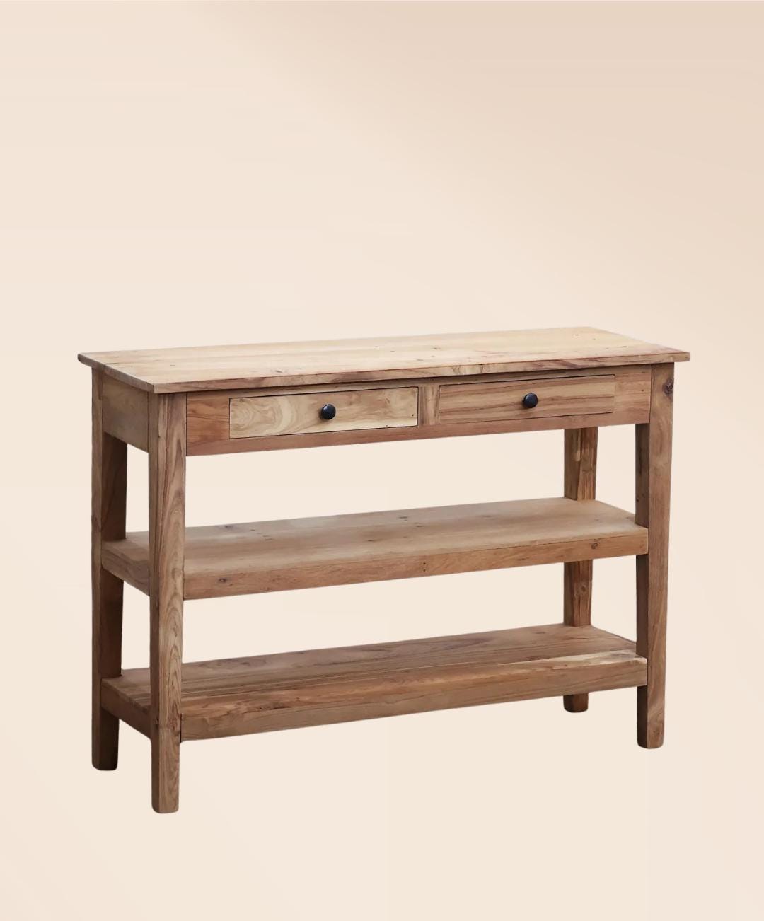 Reclaimed Teak Console Table with Drawers Shelves Handmade Solid Wood Entryway Table Rustic Sustainable