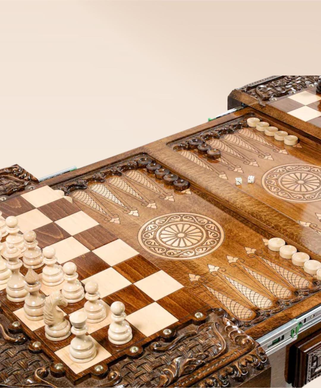 Handmade Wooden Chess Table – Luxury Beech Wood | Exclusive Design | Personalized Engraving | 25-Year Warranty
