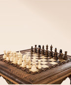 Handcrafted Beech Wood Chess Table – Luxury Ornamental Chess Set with Storage Drawers