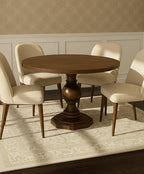 Handcrafted Pedestal Round Dining Table – Solid Hornbeam Wood | Custom Size & Stain | 3–6 Seater