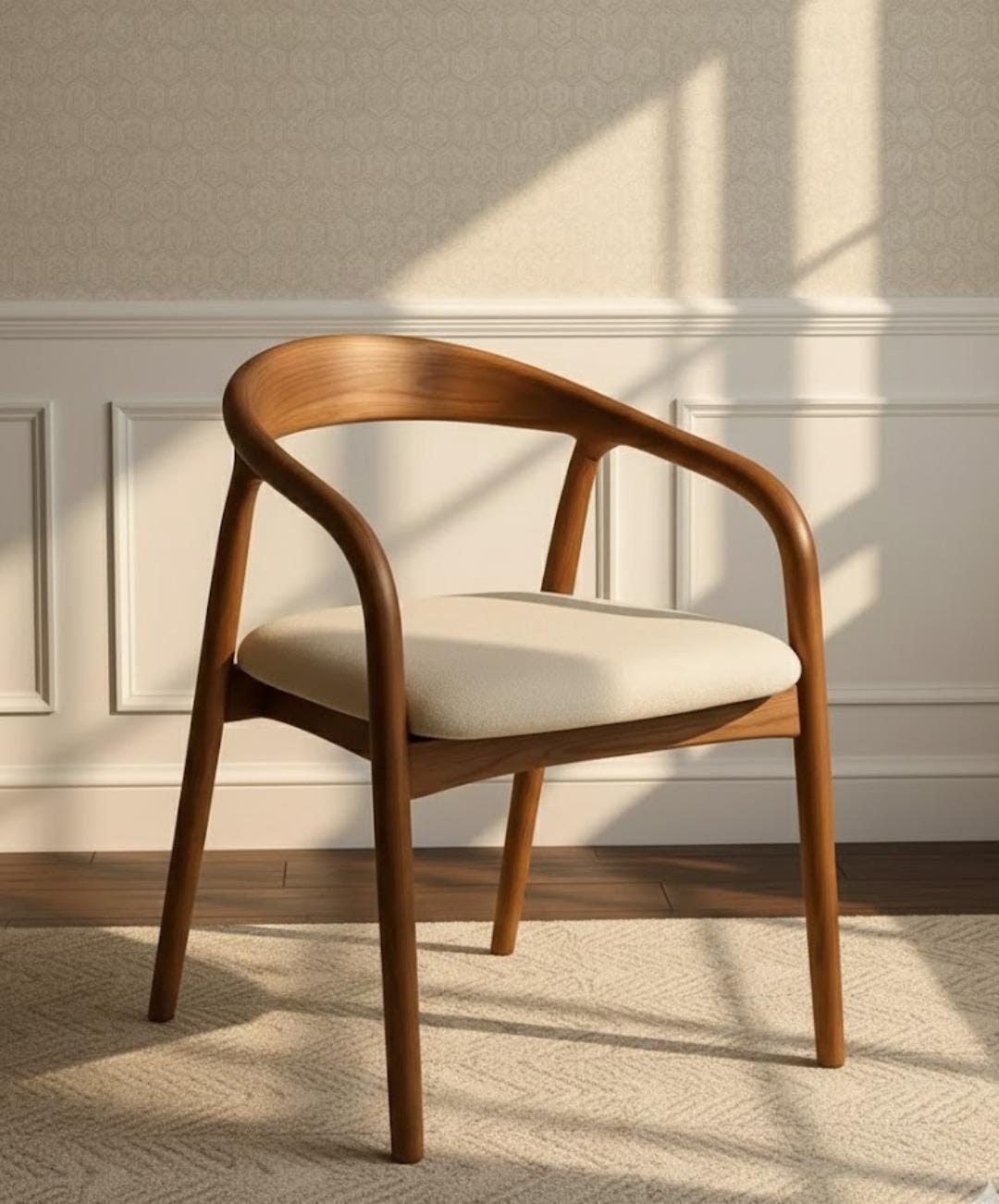 Handmade Walnut Wood Dining Chair — Modern Minimalist Kitchen & Dining Room Seating