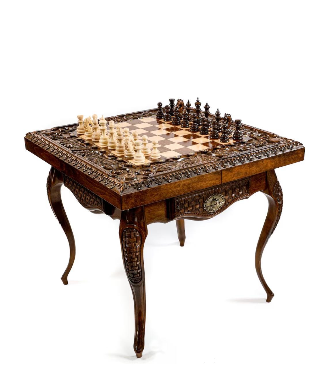 Handmade Wooden Chess Table – Luxury Beech Wood | Exclusive Design | Personalized Engraving | 25-Year Warranty
