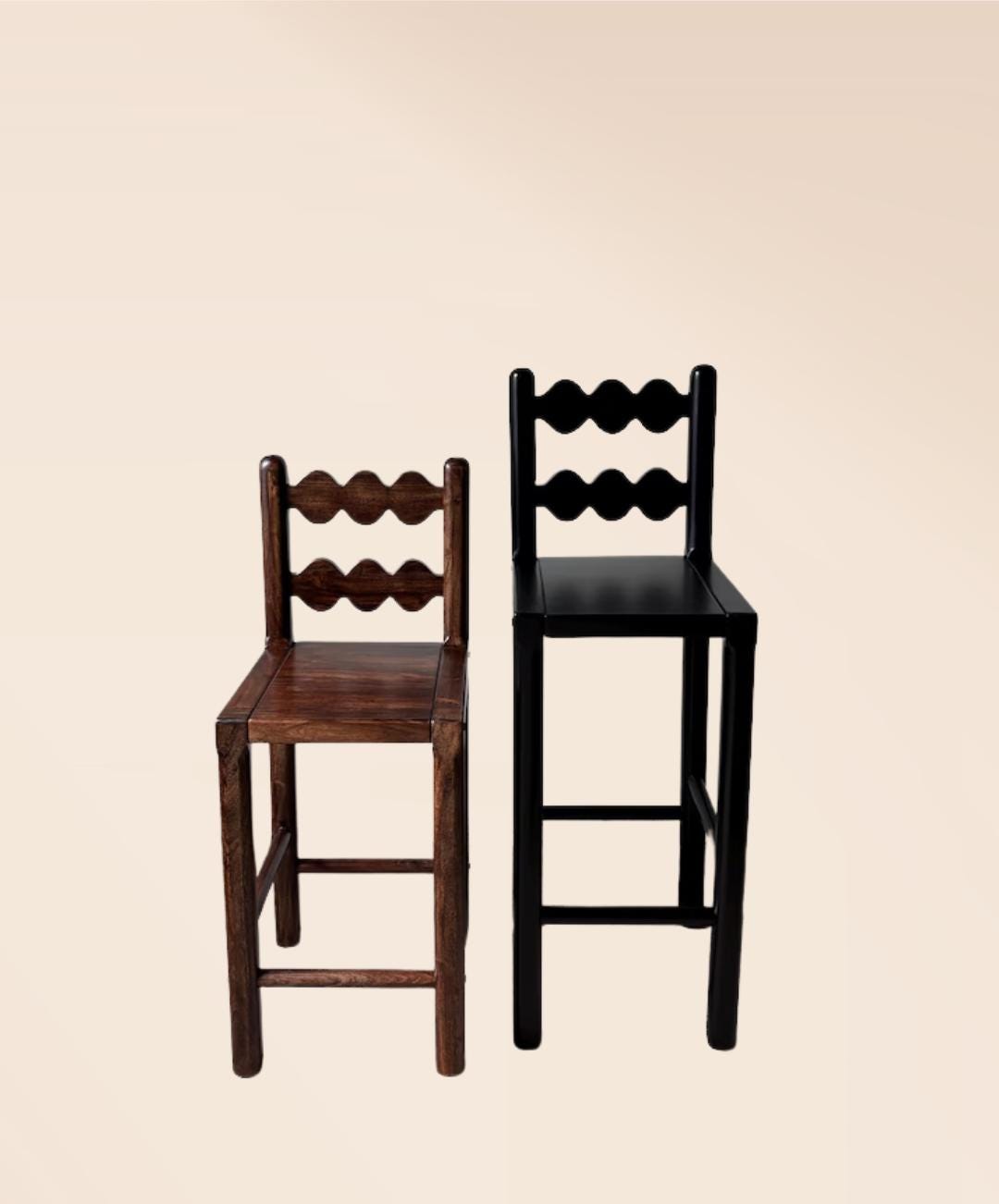 Handcrafted Solid Wood Farmhouse Chair | Rustic Dining  | Natural Wood Vintage Seating | Boho Home Furniture