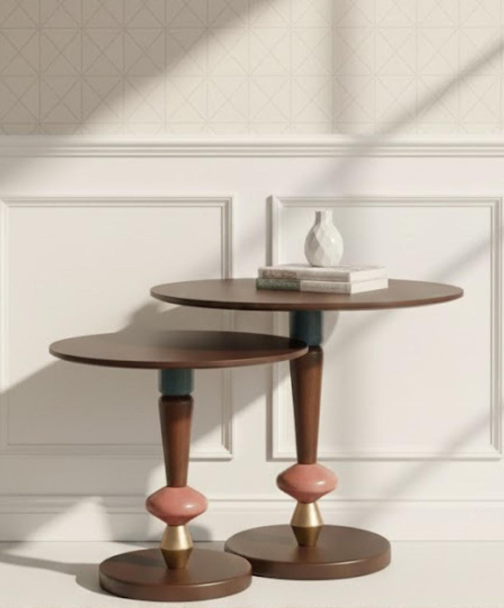 Natural Walnut Coffee Table Set | Scandinavian Modern Living Room Furniture