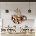 Coffee Cup Wall Shelf | Handmade Wooden Mug Rack | Rustic Kitchen Organizer | Bar Wall Decor