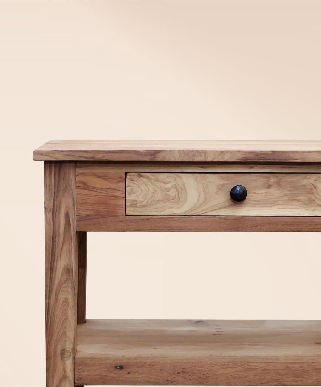 Reclaimed Teak Console Table with Drawers Shelves Handmade Solid Wood Entryway Table Rustic Sustainable