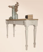Distressed French Baroque Console Table | Rustic Whitewash Entryway Table | Hand-Carved Narrow Desk