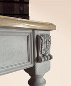 Distressed French Baroque Console Table | Rustic Whitewash Entryway Table | Hand-Carved Narrow Desk