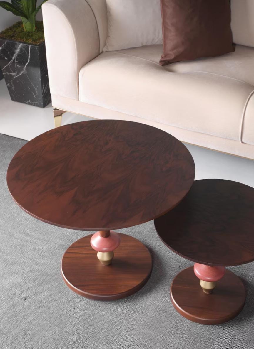 Natural Walnut Coffee Table Set | Scandinavian Modern Living Room Furniture