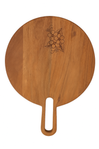 Round Mango Wood Chopping & Serving Board with Floral Engraving – Durable & Stylish