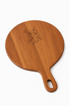 Round Mango Wood Chopping & Serving Board with Floral Engraving – Durable & Stylish
