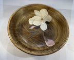 25 cm Handcrafted Mango Wood Bowl with Hand-Painted White Blossom Design – Decorative & Functional
