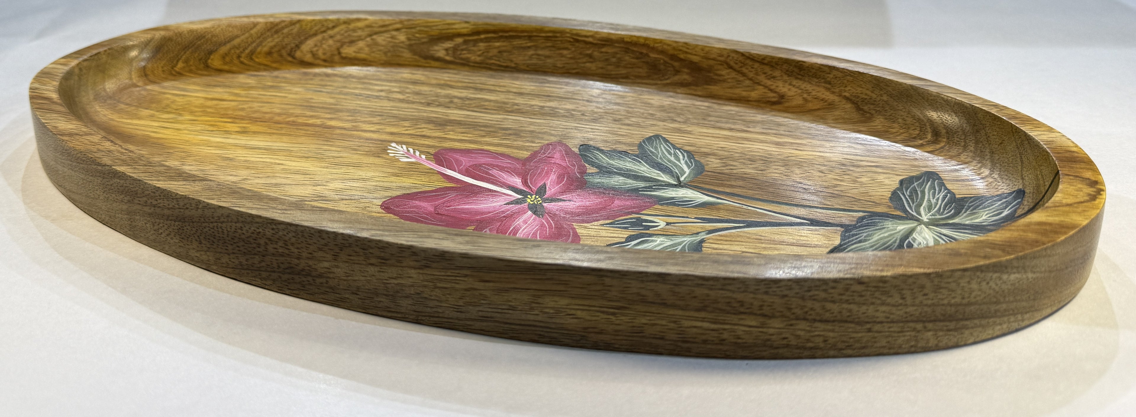 🌸 Wooden Serving Tray with Hand-Painted Floral Design