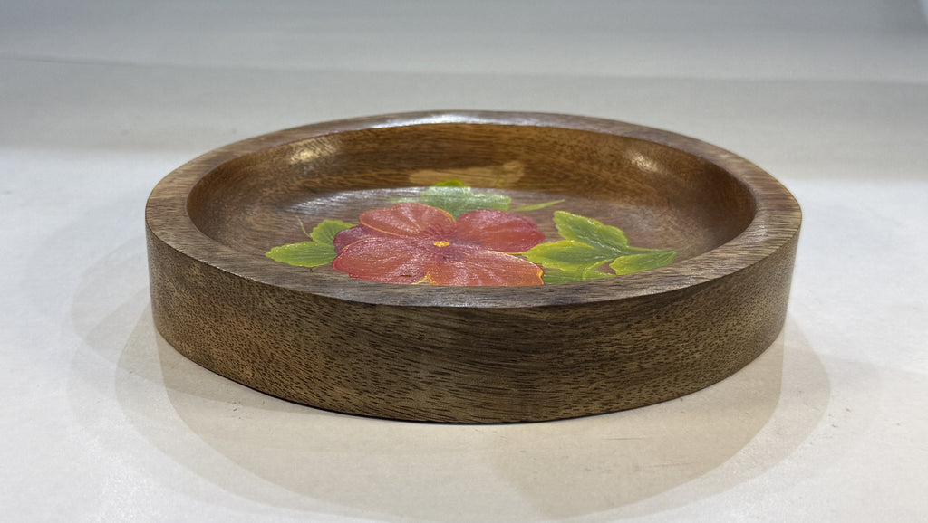 Hand-Painted Wooden Oval Tray – 16x12x2.5 cm