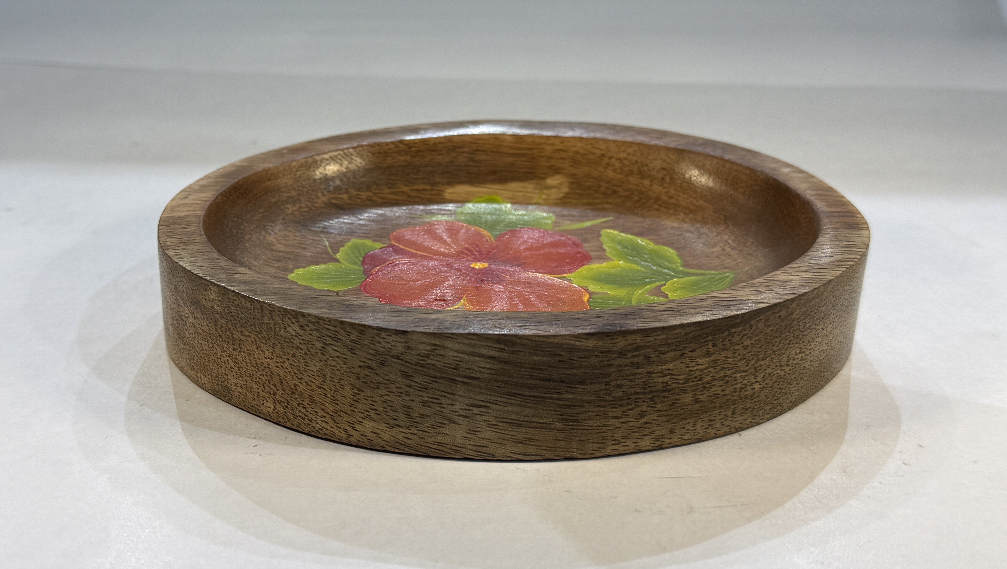 Hand-Painted Wooden Oval Tray – 16x12x2.5 cm