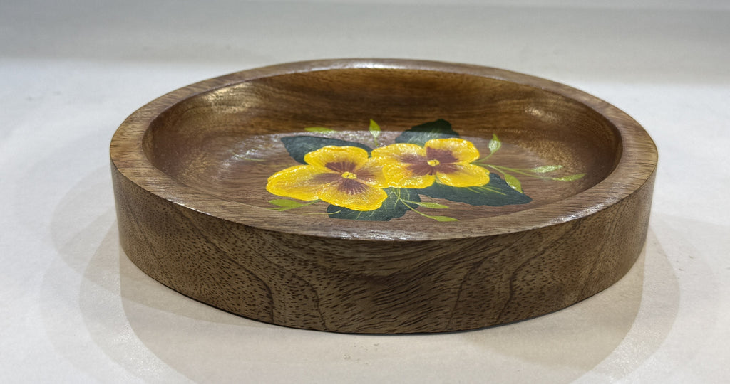 Hand-Painted Wooden Oval Tray – 16x12x2.5 cm