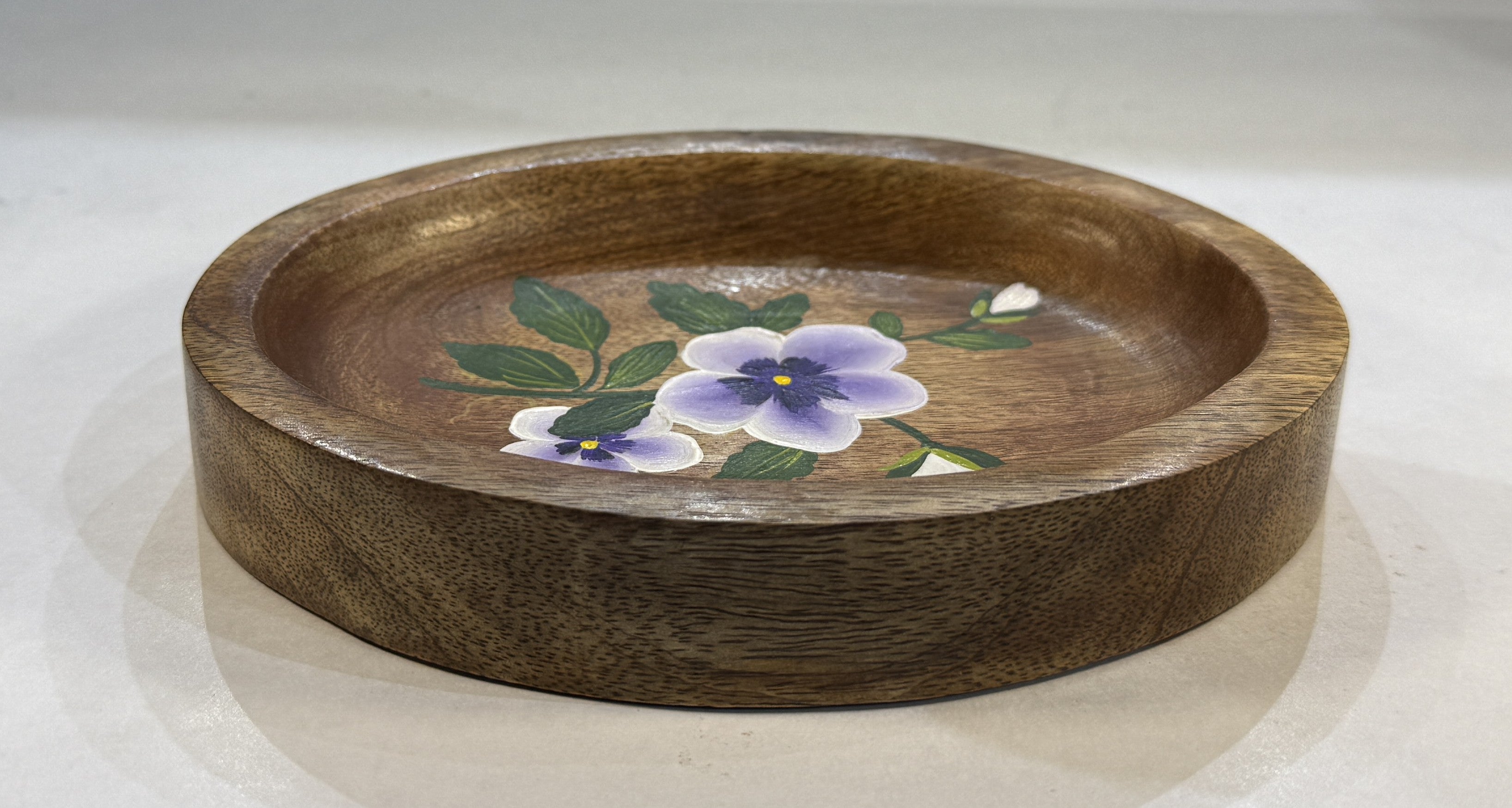 Hand-Painted Wooden Oval Tray – 16x12x2.5 cm