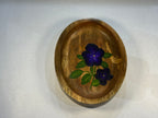 Hand-Painted Wooden Oval Tray – 16x12x2.5 cm